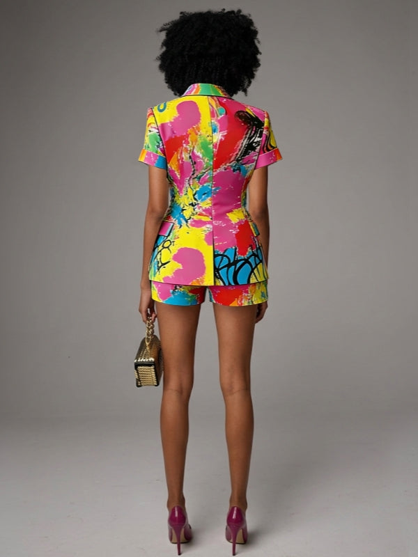 Double-Breasted Blazer & Shorts Set