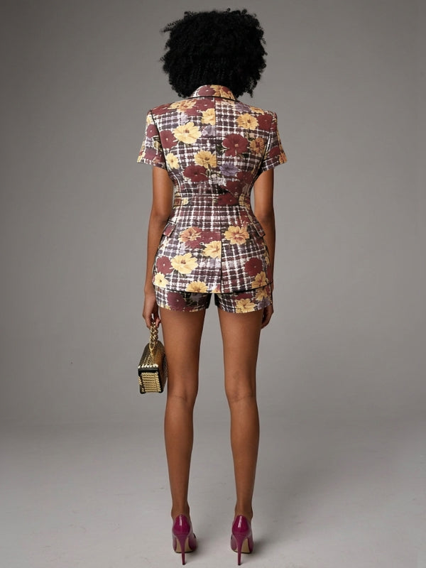 Double-Breasted Blazer & Shorts Set