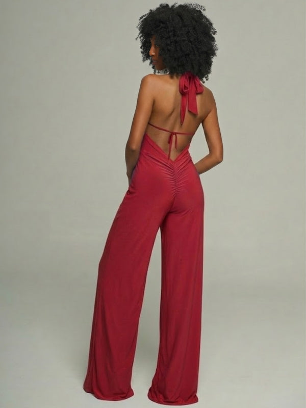 Solid Tied Halter Jumpsuit