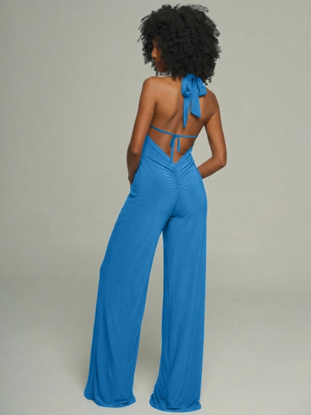 Solid Tied Halter Jumpsuit