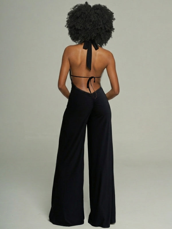 Solid Tied Halter Jumpsuit