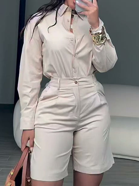 Solid Shirt & Bermuda Shorts Set