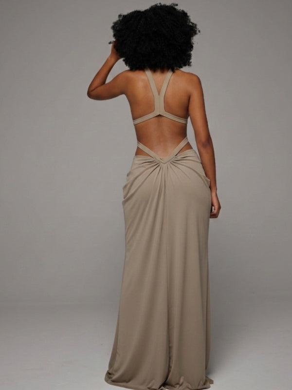 Cutout Halter Maxi Dress HAUS SAVAGE Cutout Halter Maxi Dress HAUS SAVAGE