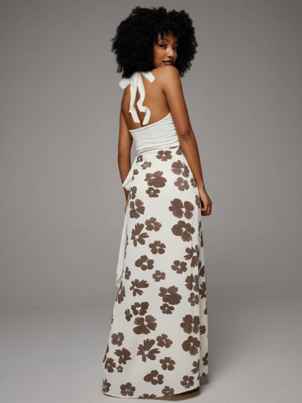 Printed Combo Halter Dress
