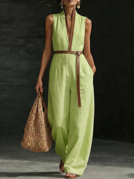 Contrast Sleeveless Jumpsuit