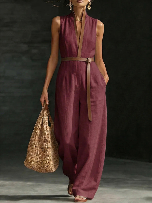 Contrast Sleeveless Jumpsuit