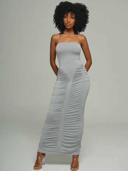 Strapless Ruched Maxi Dress