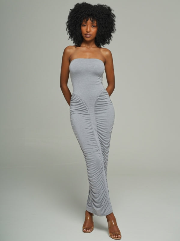 Strapless Ruched Maxi Dress
