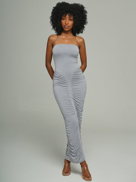 Strapless Ruched Maxi Dress