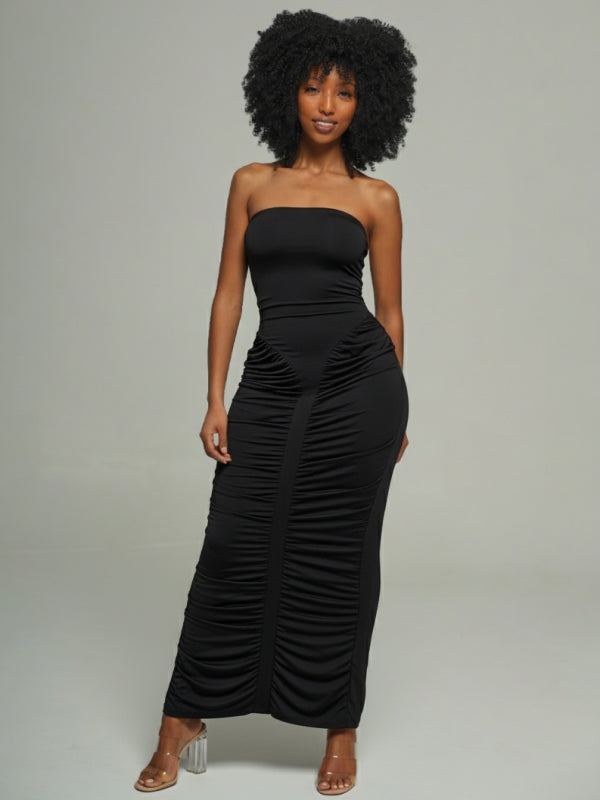 Strapless Ruched Maxi Dress