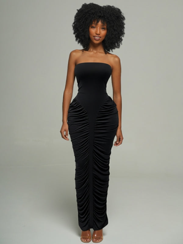 Strapless Ruched Maxi Dress