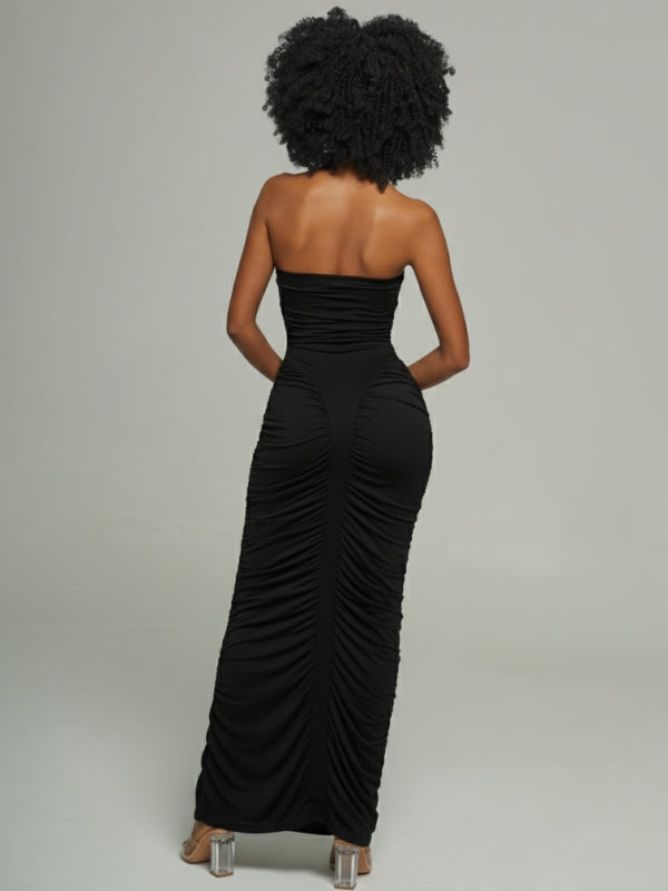 Strapless Ruched Maxi Dress