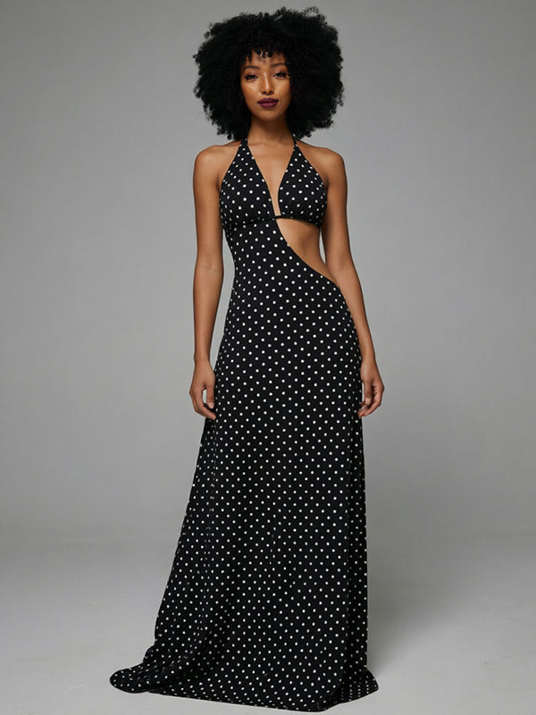 Printed Halter Slit Dress