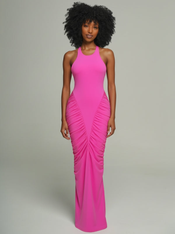 Ruched Combo Halter Dress