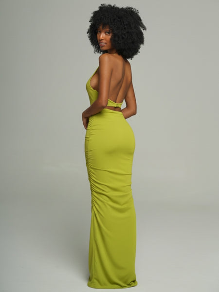 Ruched Combo Halter Dress