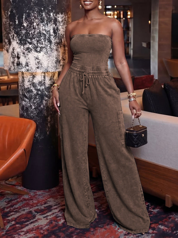 Washed Strapless Jumpsuit