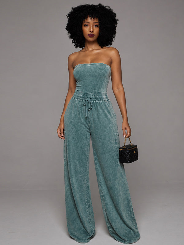 Washed Strapless Jumpsuit