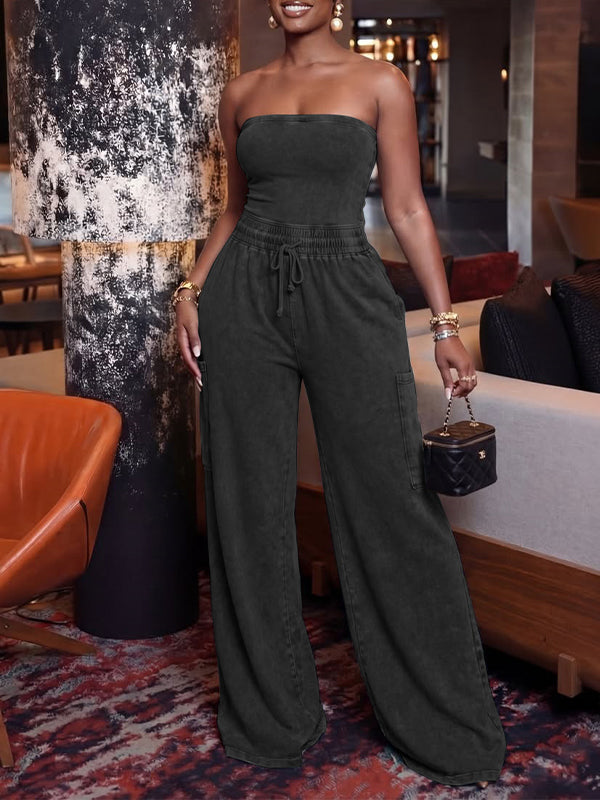Washed Strapless Jumpsuit