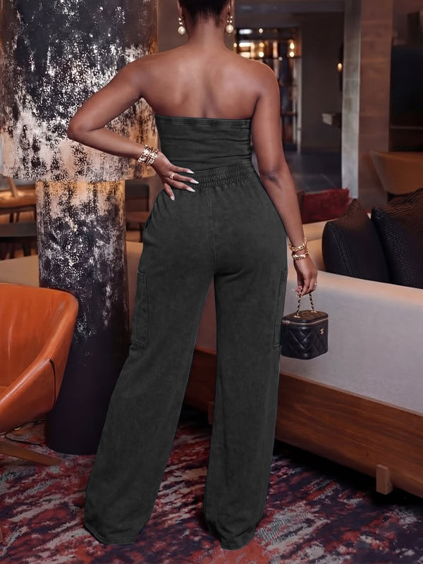 Washed Strapless Jumpsuit