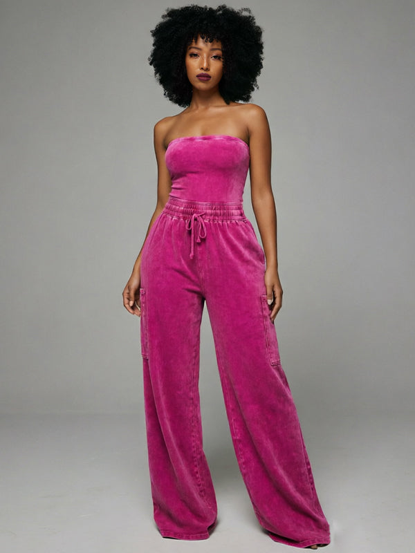 Washed Strapless Jumpsuit