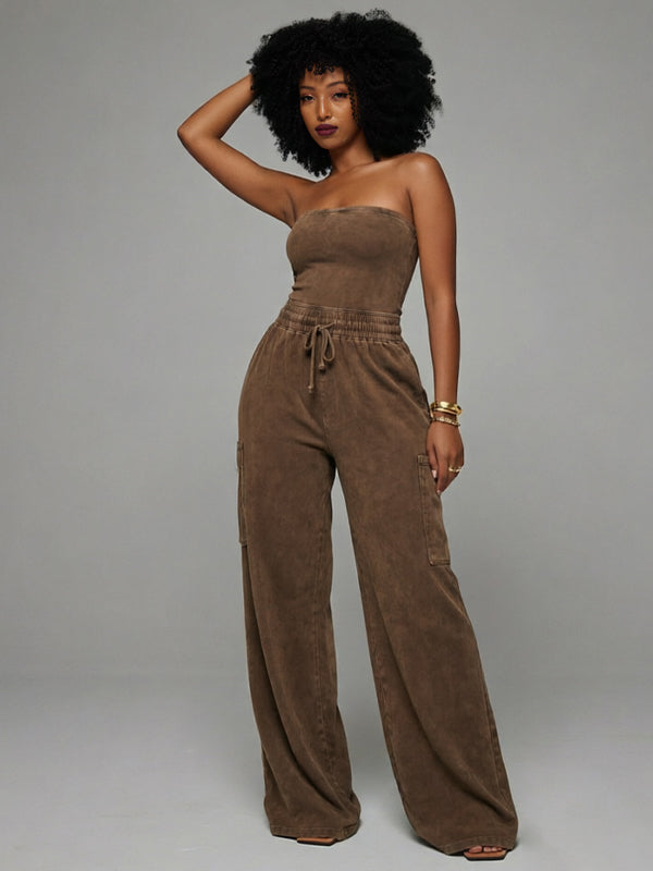 Washed Strapless Jumpsuit