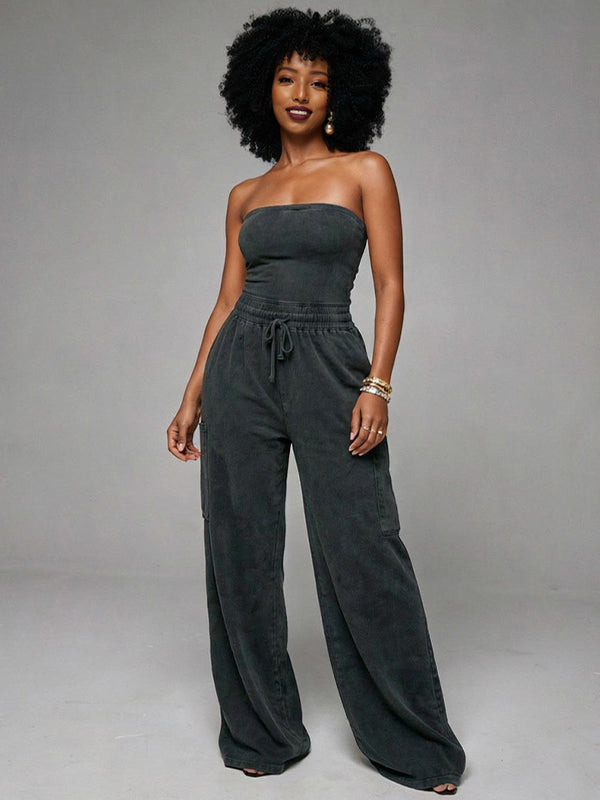 Washed Strapless Jumpsuit