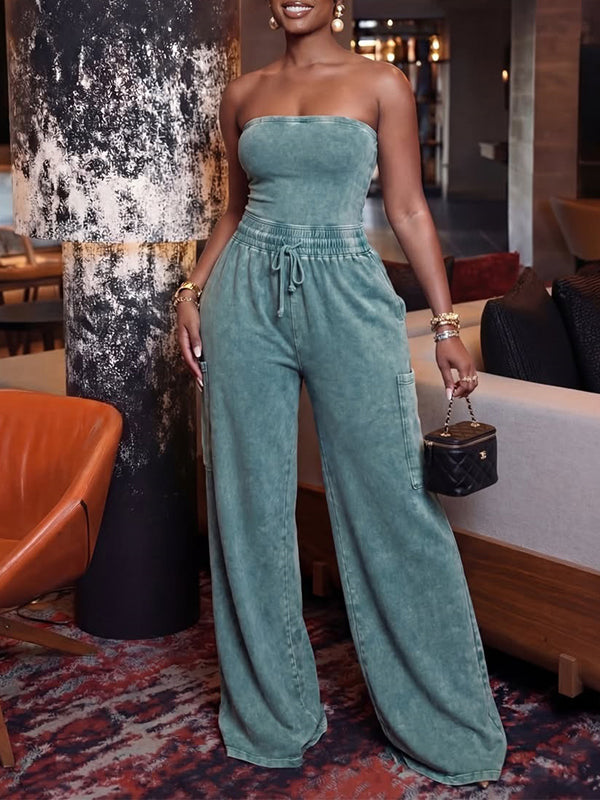 Washed Strapless Jumpsuit