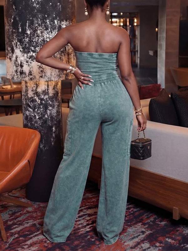 Washed Strapless Jumpsuit