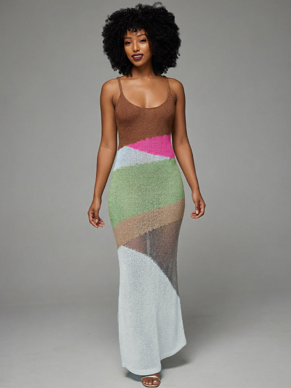 Colorblock Knit Sleeveless Dress