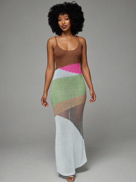 Colorblock Knit Sleeveless Dress