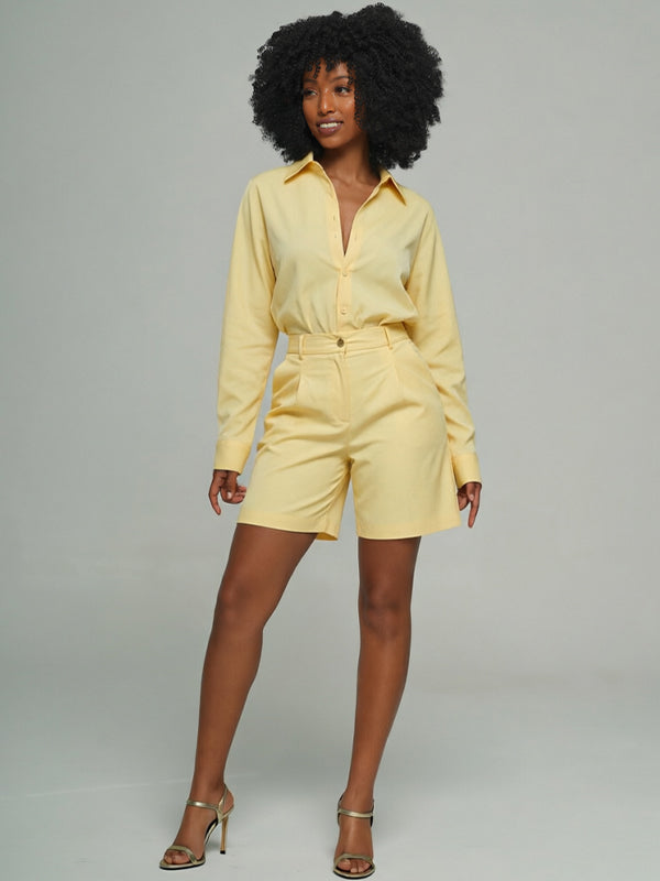 Solid Shirt & Bermuda Shorts Set
