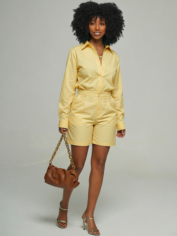 Solid Shirt & Bermuda Shorts Set