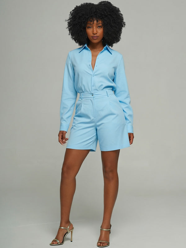 Solid Shirt & Bermuda Shorts Set