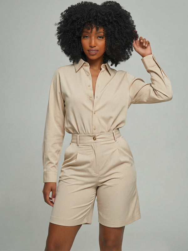 Solid Shirt & Bermuda Shorts Set
