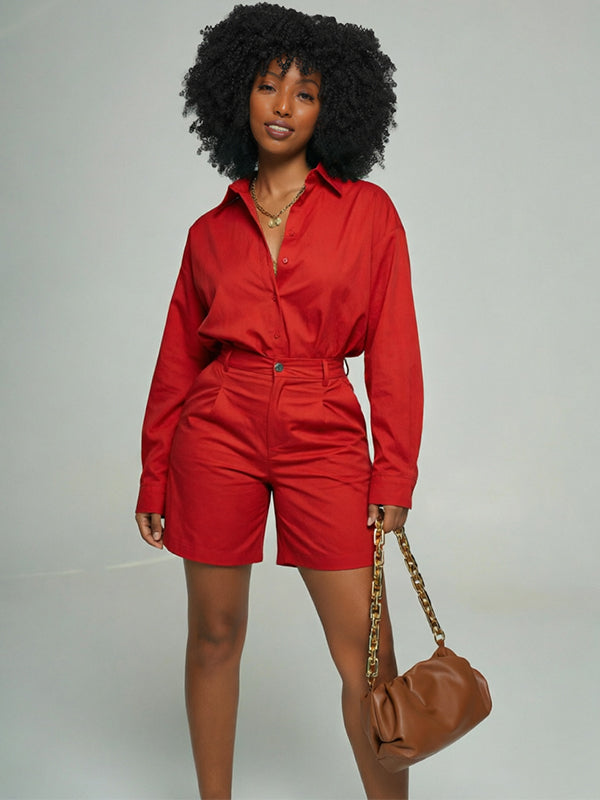 Solid Shirt & Bermuda Shorts Set