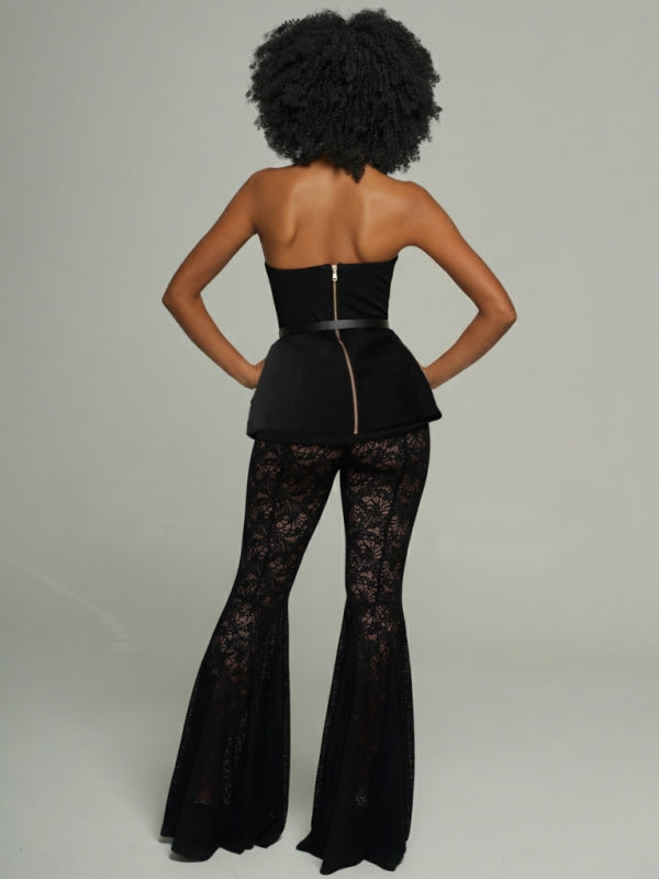 Sleeveless Blazer & Lace Pants Set