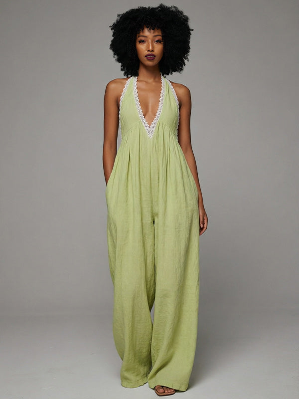 Lace Combo Sleeveless Jumpsuit