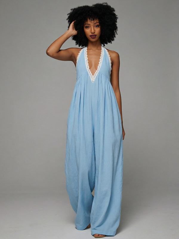 Lace Combo Sleeveless Jumpsuit