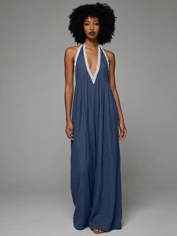 Lace Combo Sleeveless Jumpsuit