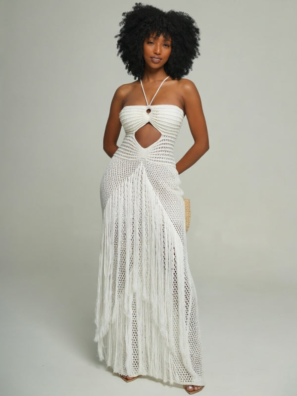 Knit Fringe Cami Dress