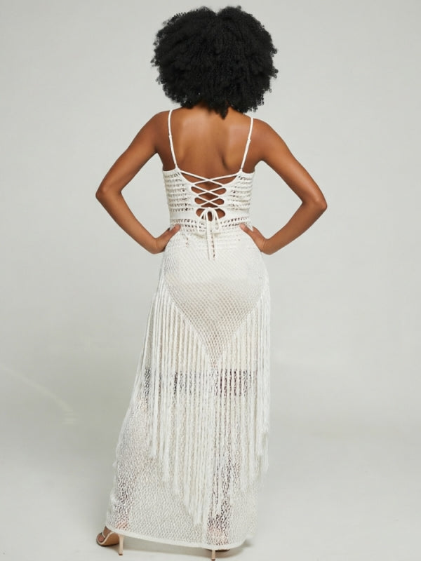 Knit Fringe Cami Dress