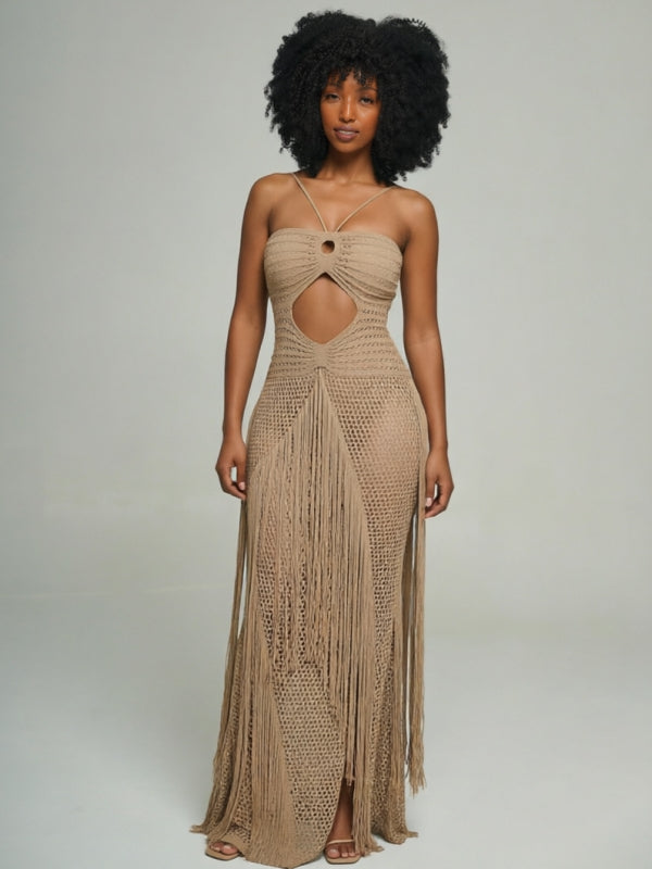 Knit Fringe Cami Dress