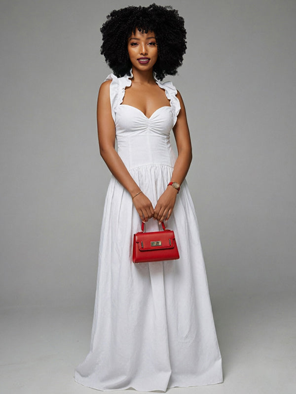 Solid Halter Ruched Maxi Dress