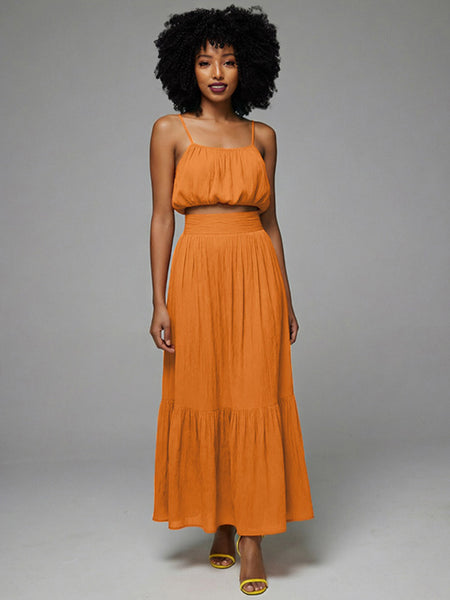 Solid Cami Top & Skirt Set