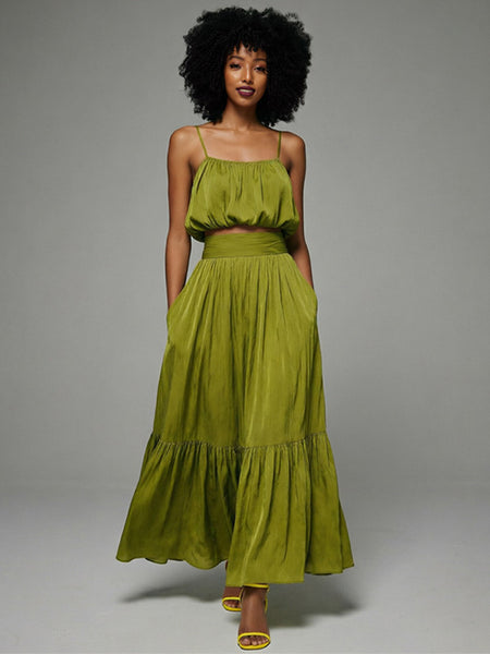 Solid Cami Top & Skirt Set