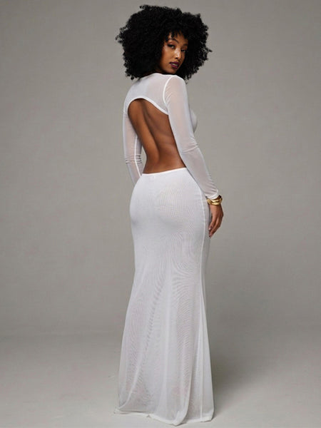 Solid Open-Back Cutout Dress