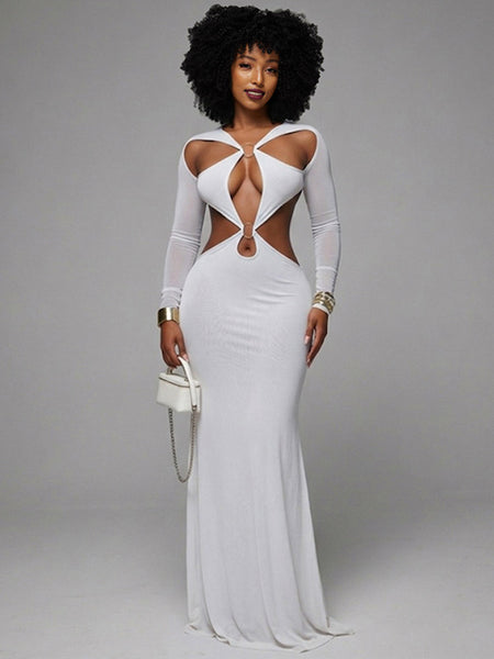Solid Open-Back Cutout Dress