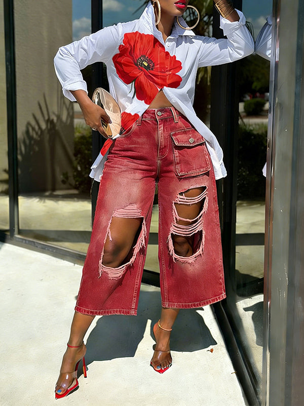 Cutout Cropped Cargo Jeans