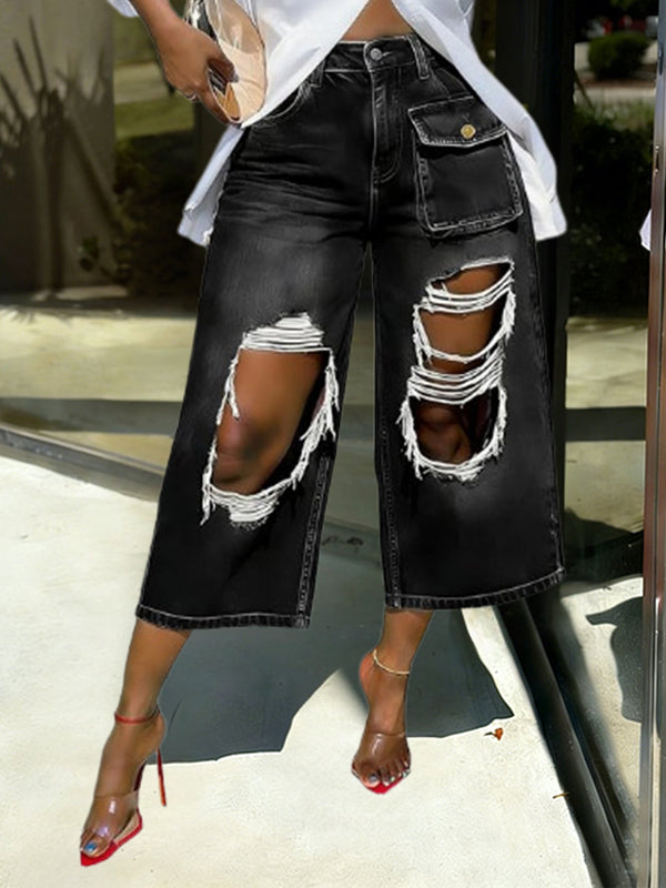 Cutout Cropped Cargo Jeans