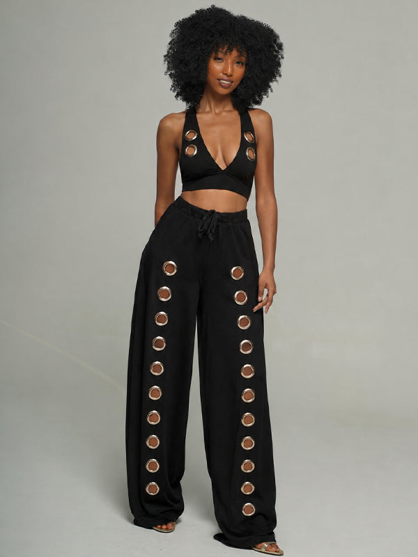 Eyelet Halter Top & Pants Set
